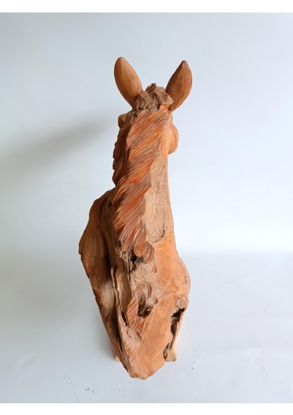 Dekoratif El Oyması Ahşap At Kafası 52X43X20CM (Teak Ağacı-1) fırsatları