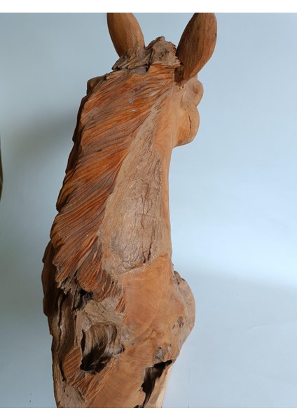 Dekoratif El Oyması Ahşap At Kafası 52X43X20CM (Teak Ağacı-1) indirimleri