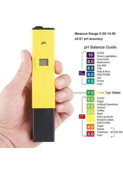 Dijital Ph Metre Su Sıvı Akvaryum Ph Ölçer 2 Adet Kalibrasyon Hediye