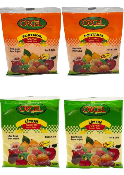 2 Portakal + 2 Limon Aromalı İçecek Tozu Oralet Çay 4X300 gr