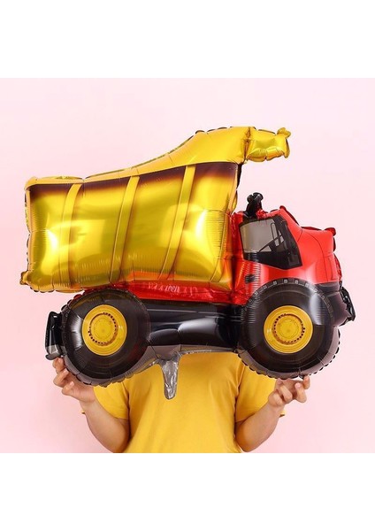 Kamyon Dozer Kepçe Inşaat Balon Set Yıldız Balon Folyo Set Konsept Doğum Günü Set Yaş Balon Set