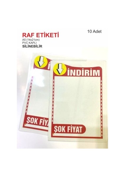 Silinebilir Pvc Kaplamalı A5 14X20 cm Indirim Etiketi Raf Önü Etiketi 10 Adet