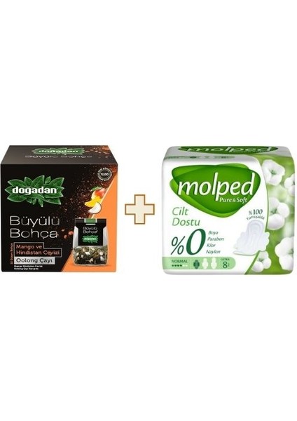Büyülü Bohça Mango ve Hindistan Cevizi Oolong Çayı + Molped Pure&soft Cilt Dostu Normal 8li