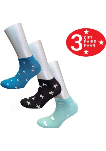 Çorap (ART.23350-2) Penye 3 Çift Bayan Patik Simli Confort Lastik