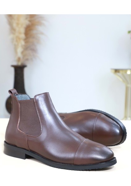 1355 Anatomik Tabanlı Deri Erkek Klasik Bot - NKT01355-KAHVERENGI-40