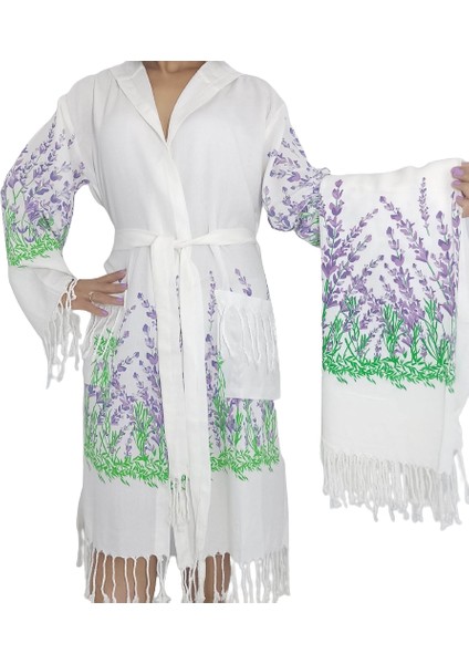 Lavanta Peştemal Bornoz ve Peştemal 2li Set