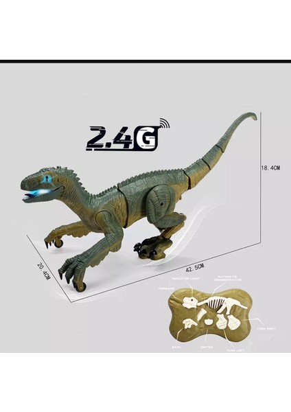 PopŞeker Uzaktan Kumandalı Şarjlı Akıllı Velociraptor Dinozor 2.4ghz. Uzaktan Kumandalı Şarzlı Dinozor