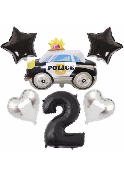 Polis Arabası Yaş Balon Set Balon Folyo Set Konsept Set Yaş Balon Set