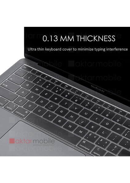 MacBook Air 13 2020 A2179 Uyumlu Şeffaf Klavye Koruyucu Türkçe Q Silikon Ped Trasparan