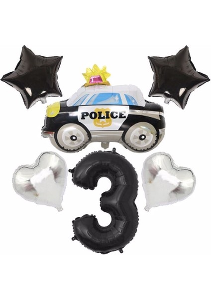 Polis Arabası Yaş Balon Set Balon Folyo Set Konsept Set Yaş Balon Set