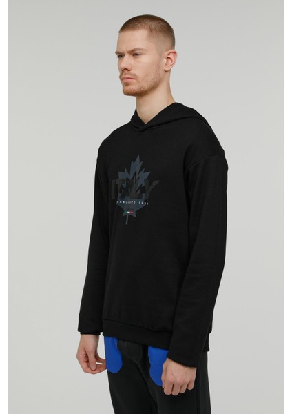 M-SD1047 Renato Logo Hood Siyah Erkek Sweatshirt