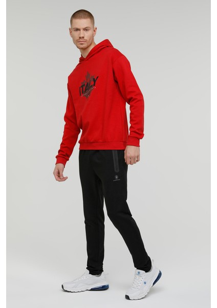 M-SD1047 Renato Logo Hood Kırmızı Erkek Sweatshirt modelleri