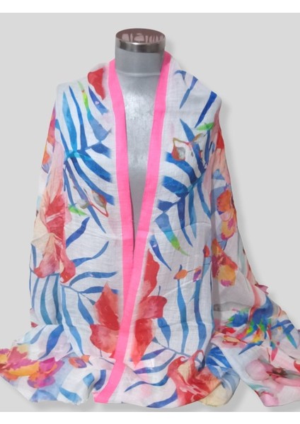 Çiçek Desenli Şal - Pembe/renkli - Boyut/ebat 1.94 /77 cm
