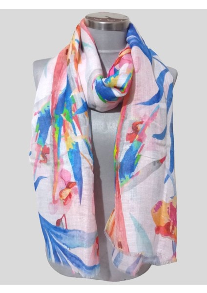 Çiçek Desenli Şal - Pembe/renkli - Boyut/ebat 1.94 /77 cm fiyatları