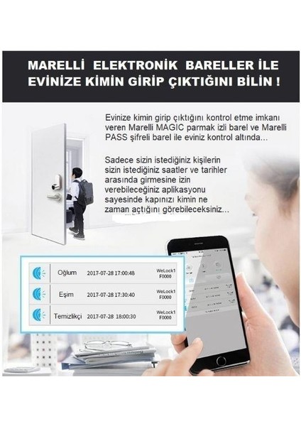 Marelli Magic Parmak Izli ve Cep Telefonuyla Açılan Kilit Kapı Göbeği, Bareli, Silindiri