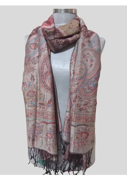 Desenli Ipek Şal - Bordo/renkli - Boyut/ebat 1.92 / 71 cm modelleri