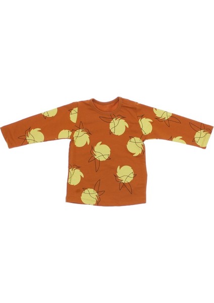 Kuş Desen Baskılı Pamuklu Kahverengi Çocuk Sweat Takım modelleri