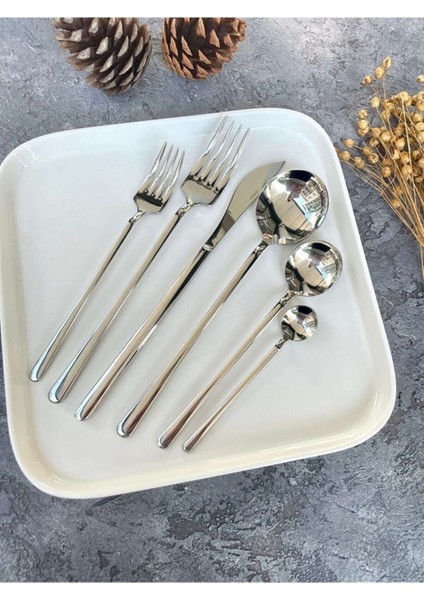 Circle 6 Adet Paslanmaz Çelik Yemek Kaşığı -18/10