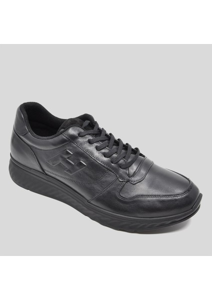 Hakiki Deri Siyah Sneaker Kışlık Ayakkabı 9786 100
