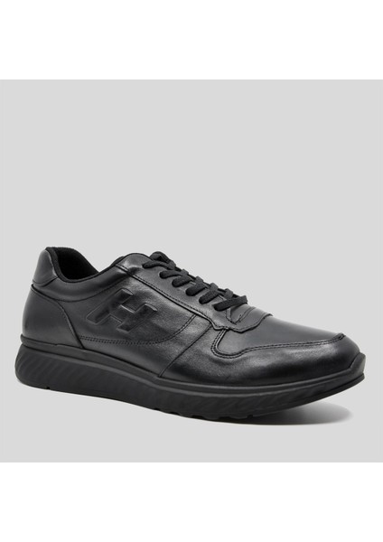 Hakiki Deri Siyah Sneaker Kışlık Ayakkabı 9786 100