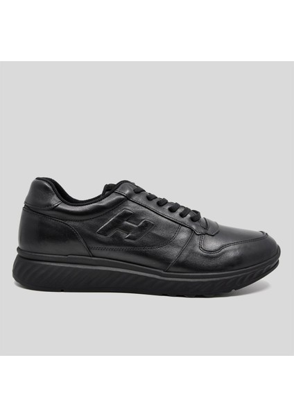 Hakiki Deri Siyah Sneaker Kışlık Ayakkabı 9786 100