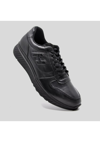 Hakiki Deri Siyah Sneaker Kışlık Ayakkabı 9786 100