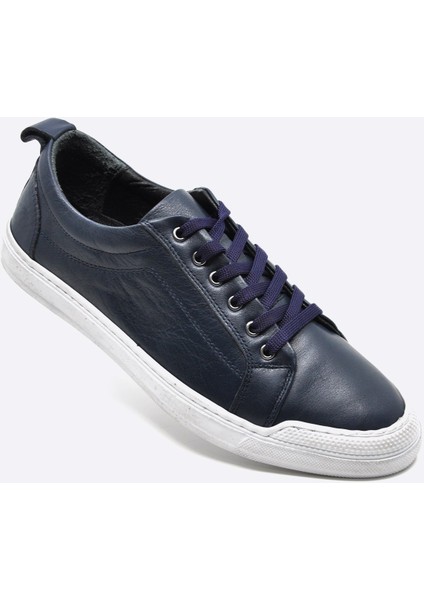 Hakiki Deri Sneaker Erkek Ayakkabı Lacivert 9822 102