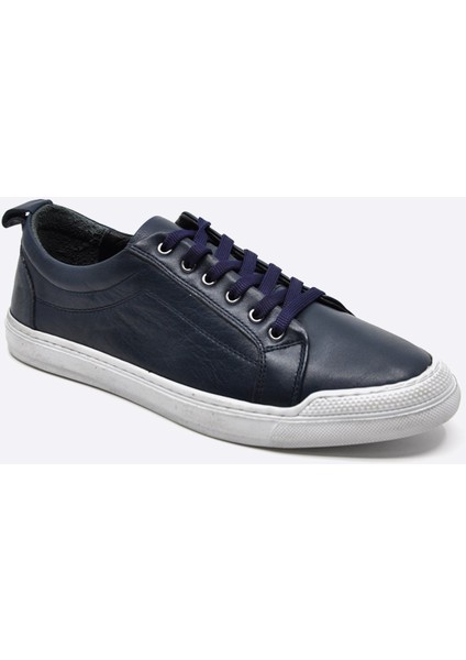 Hakiki Deri Sneaker Erkek Ayakkabı Lacivert 9822 102