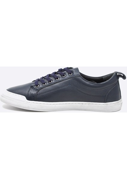 Hakiki Deri Sneaker Erkek Ayakkabı Lacivert 9822 102
