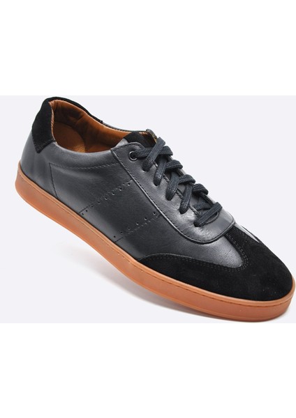 Hakiki Deri Siyah Sneaker Spor Erkek Ayakkabı 9881 100