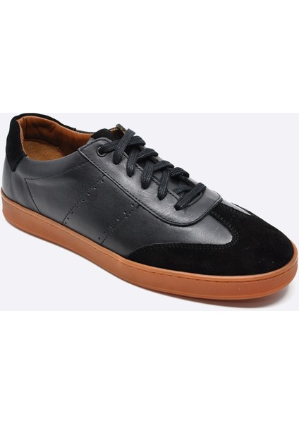 Hakiki Deri Siyah Sneaker Spor Erkek Ayakkabı 9881 100
