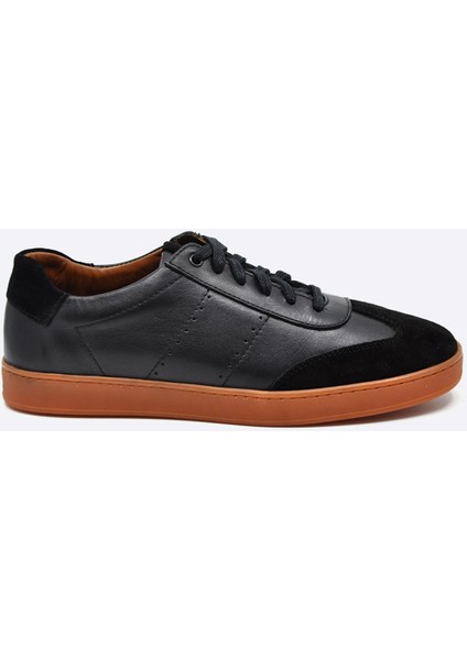 Hakiki Deri Siyah Sneaker Spor Erkek Ayakkabı 9881 100
