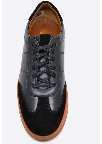 Hakiki Deri Siyah Sneaker Spor Erkek Ayakkabı 9881 100