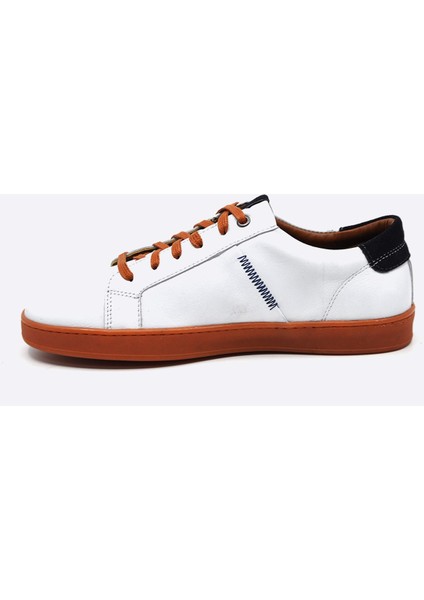 Hakiki Deri Beyaz Sneaker Spor Erkek Ayakkabı 9882 105