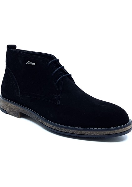 Bağcıklı Siyah Nubuk Deri Termo Taban Sıcak Astar Erkek Bot 8584 911