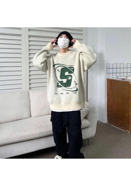 Harajuku Vintage Krem Oversize Kazak