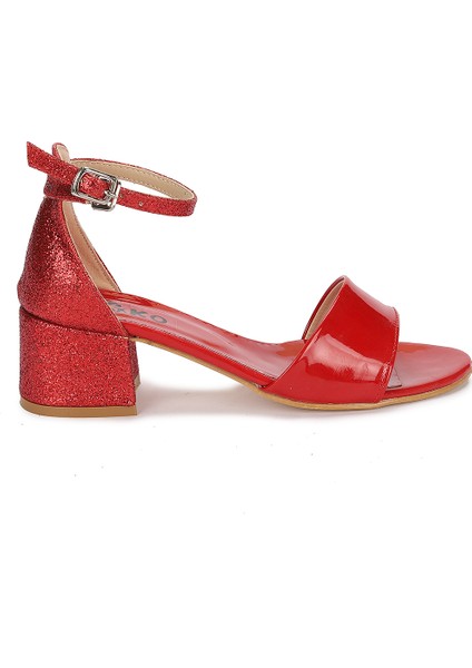 Kiko 768 Ayna Kum Günlük Kız Çocuk 3 cm Topuk Sandalet Ayakkabı Kırmızı fırsatları
