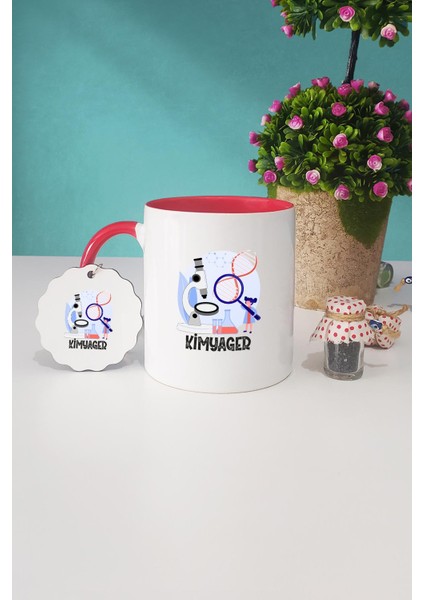 Kimyagere Hediye Kimyager Kırmızı Kupa Bardak Anahtarlık