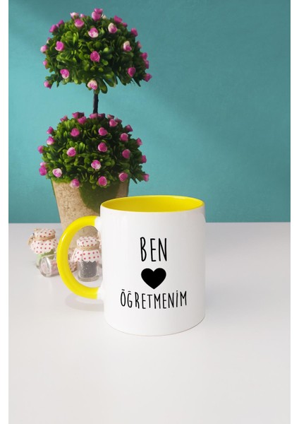 Ben Kalp Öğretmenim Öğretmenler Günü Hediyesi Sarı Kupa Bardak Kalemlik Anahtarlık