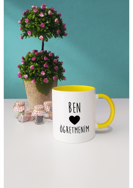 Ben Kalp Öğretmenim Öğretmenler Günü Hediyesi Sarı Kupa Bardak Kalemlik Anahtarlık