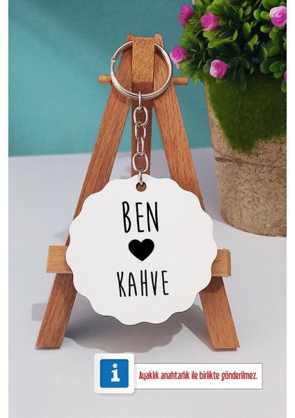 Ben Kalp Kahve Türk Kahvesi Fincanı Beyaz ve Anahtarlık