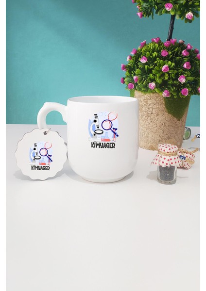 Kimyagere Hediye Kimyager Oval Kupa Bardak Anahtarlık