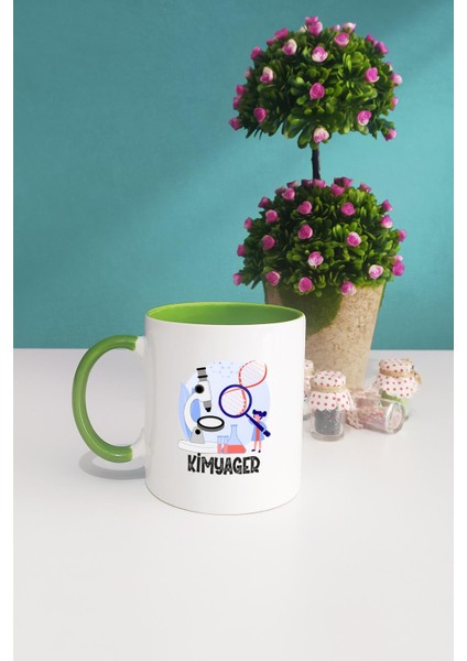 Kimyagere Hediye Kimyager Yeşil Kupa Bardak Anahtarlık