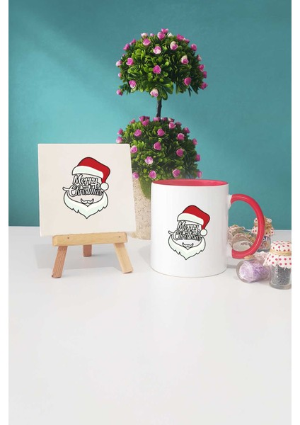 Merry Christmas Yılbaşı Hediyesi Kırmızı Kupa Bardak Dekoratif Taş