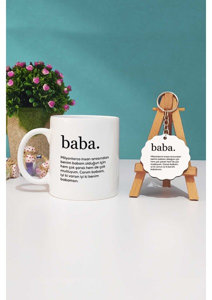 Babaya Hediye Baba Kupa Bardak ve Anahtarlık
