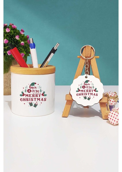 Merry Christmas Yılbaşı Hediyesi Kalemlik ve Anahtarlık