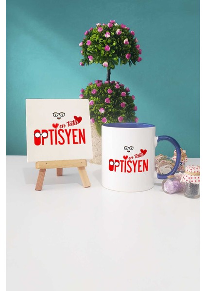 En Tatlı Optisyen Hediye Lacivert Kupa Bardak Dekoratif Taş