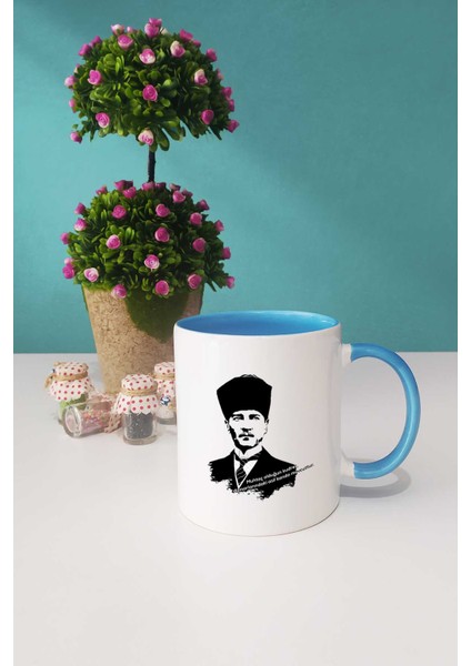 Öğretmenler Günü Hediyesi Atatürk Asil Kan Mavi Kupa Bardak Anahtarlık