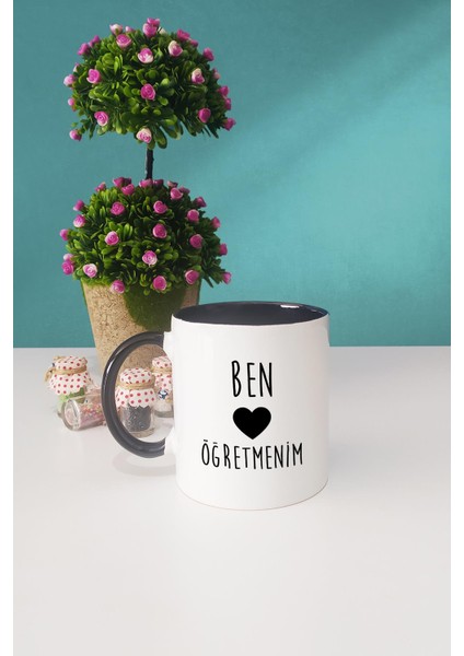 Ben Kalp Öğretmenim Öğretmenler Günü Hediyesi Siyah Kupa Bardak Kalemlik