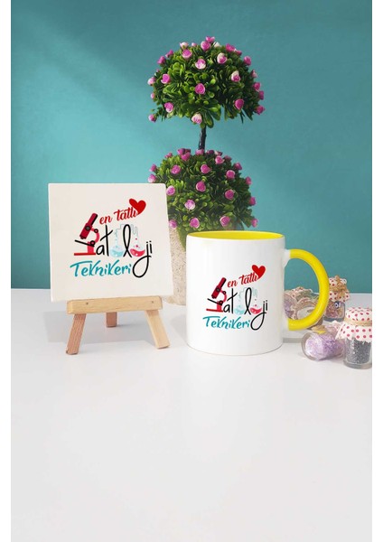 En Tatlı Patoloji Teknikeri Hediye Sarı Kupa Bardak Dekoratif Taş